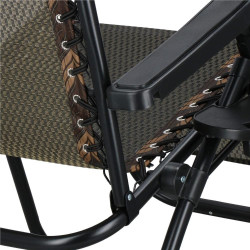 Záhradné polohovacie kreslo so strieškou SPRINGOS ZERO GRAVITY čierno-hnedé