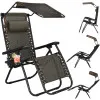 Záhradné polohovacie kreslo so strieškou SPRINGOS ZERO GRAVITY čierno-hnedé