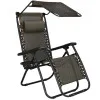 Záhradné polohovacie kreslo so strieškou SPRINGOS ZERO GRAVITY čierno-hnedé