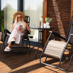 Záhradné polohovacie kreslo SPRINGOS ZERO GRAVITY hnedé