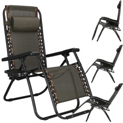 Záhradné polohovacie kreslo SPRINGOS ZERO GRAVITY hnedé