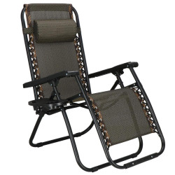Záhradné polohovacie kreslo SPRINGOS ZERO GRAVITY hnedé