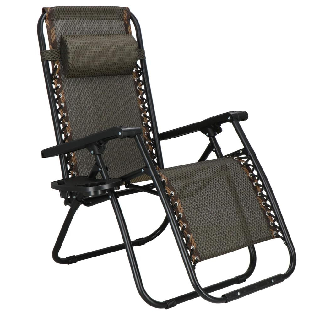 Záhradné polohovacie kreslo SPRINGOS ZERO GRAVITY hnedé
