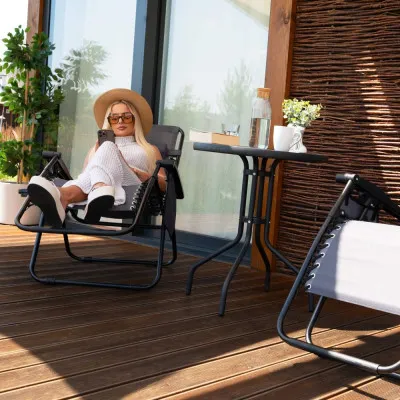 Záhradné polohovacie kreslo SPRINGOS ZERO GRAVITY svetlo šedé