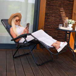 Záhradné polohovacie kreslo SPRINGOS ZERO GRAVITY svetlo šedé