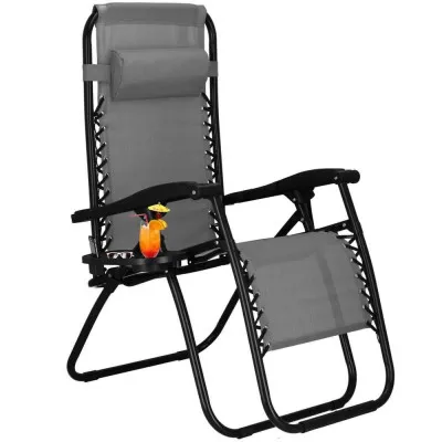 Záhradné polohovacie kreslo SPRINGOS ZERO GRAVITY svetlo šedé