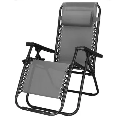 Záhradné polohovacie kreslo SPRINGOS ZERO GRAVITY svetlo šedé