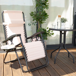 Záhradné polohovacie kreslo SPRINGOS ZERO GRAVITY krémové