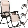 Záhradné polohovacie kreslo SPRINGOS ZERO GRAVITY krémové