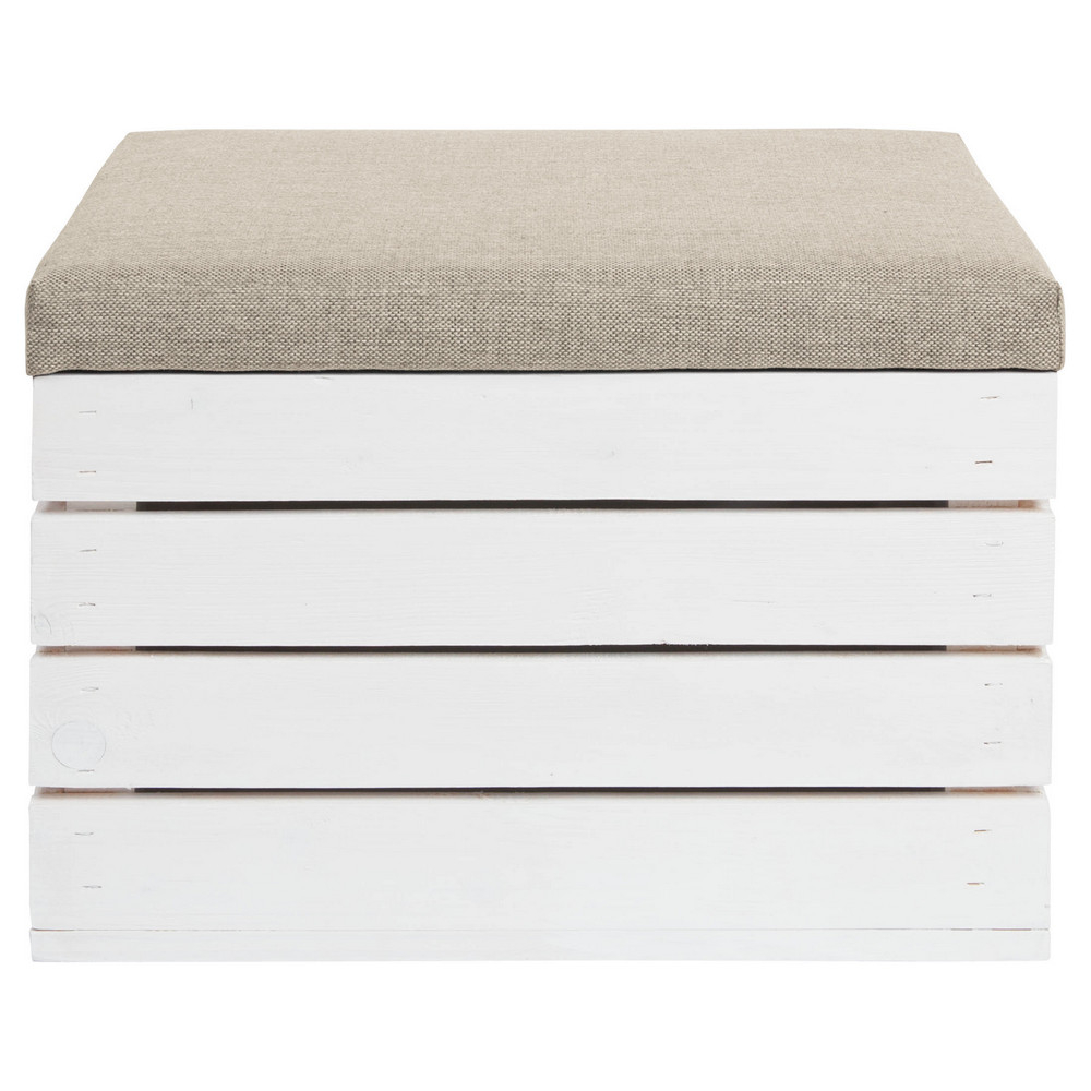 Taburet s úložným priestorom SPRINGOS DOMIO biely/béžový