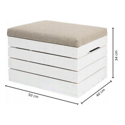 Taburet s úložným priestorom SPRINGOS DOMIO biely/béžový