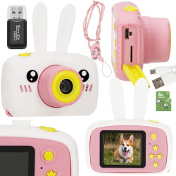 Detský digitálny fotoaparát 40Mpx 8GB SPRINGOS MINGO bielo-ružový