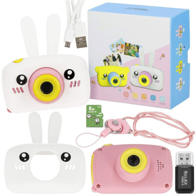 Detský digitálny fotoaparát 40Mpx 8GB SPRINGOS MINGO bielo-ružový