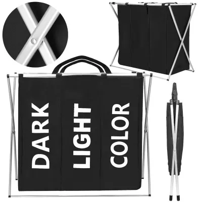 Kôš na bielizeň so stojanom 3 oddiely 146l SPRINGOS HA0100 čierny