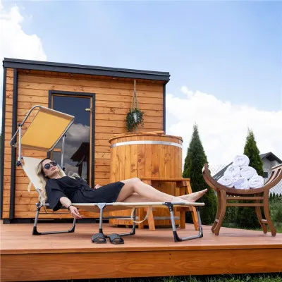 Záhradné polohovacie lehátko SPRINGOS POOL béžové