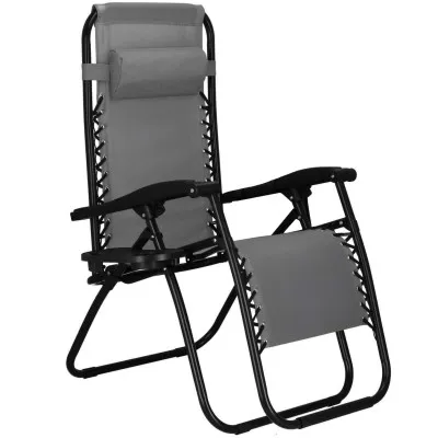 Záhradné polohovacie kreslo SPRINGOS ZERO GRAVITY šedé