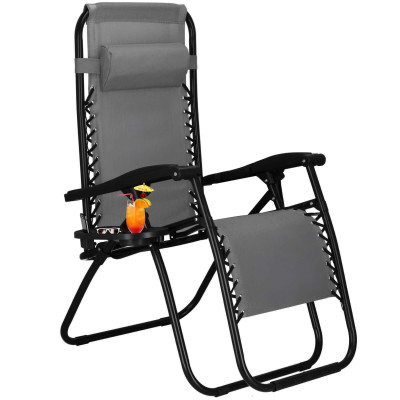 Záhradné polohovacie kreslo SPRINGOS ZERO GRAVITY šedé