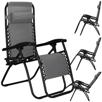 Záhradné polohovacie kreslo SPRINGOS ZERO GRAVITY šedé