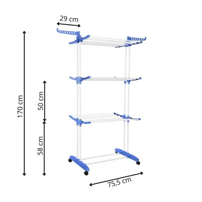 Vertikálny sušiak na bielizeň SPRINGOS MIXER bielo-modrý