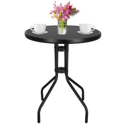 Záhradný stolík 60 cm SPRINGOS BISTRO BLACK čierny
