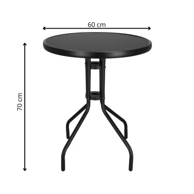 Záhradný stolík 60 cm SPRINGOS BISTRO BLACK čierny