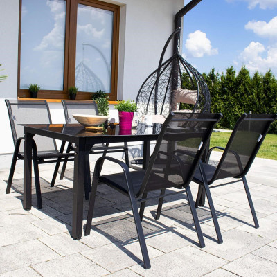 Set 4x Záhradné kreslo SPRINGOS MONZA GF0071H čierne