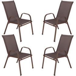 Set 4x Záhradné kreslo SPRINGOS MONZA GF0073 hnedé