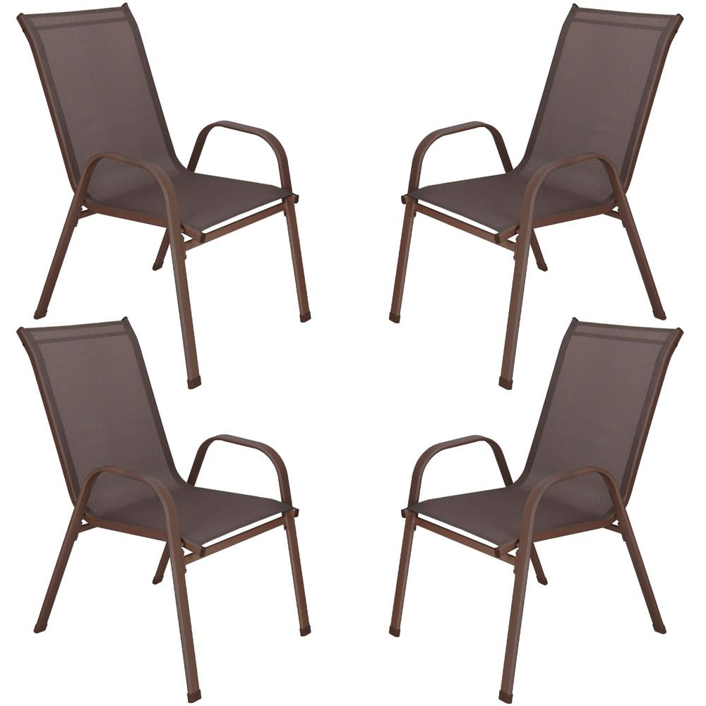 Set 4x Záhradné kreslo SPRINGOS MONZA GF0073 hnedé