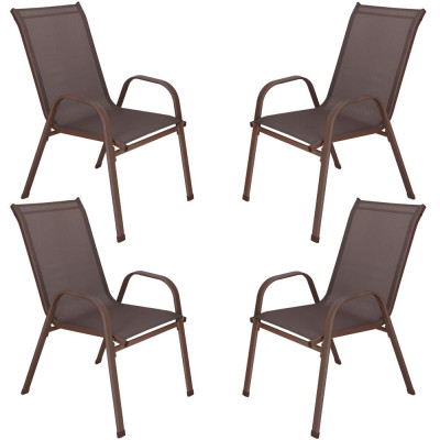 Set 4x Záhradné kreslo SPRINGOS MONZA GF0073 hnedé