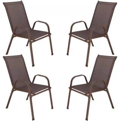 Set 4x Záhradné kreslo SPRINGOS MONZA GF0073 hnedé