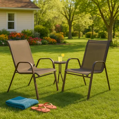 Set 4x Záhradné kreslo SPRINGOS MONZA GF0073 hnedé