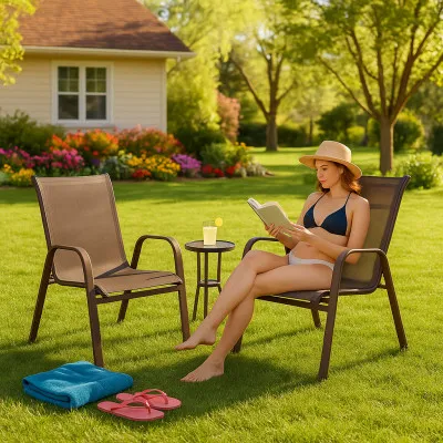 Set 4x Záhradné kreslo SPRINGOS MONZA GF0073 hnedé