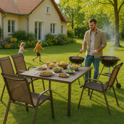 Set 4x Záhradné kreslo SPRINGOS MONZA GF0073 hnedé