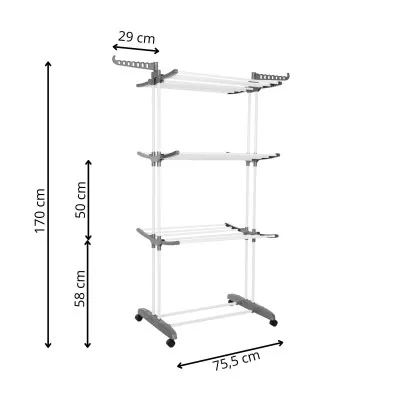 Vertikálny sušiak na bielizeň SPRINGOS MIXER bielo-sivý