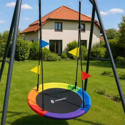 Záhradná hojdačka 110 cm SPRINGOS SN028 ČAPÍ HNIEZDO multicolor
