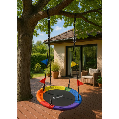 Záhradná hojdačka 110 cm SPRINGOS SN028 ČAPÍ HNIEZDO multicolor