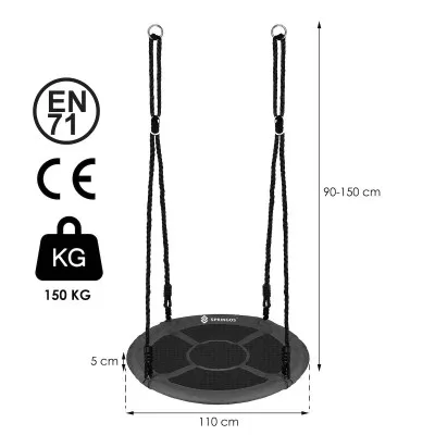 Záhradná hojdačka 110 cm SPRINGOS SN027 ČAPÍ HNIEZDO šedá