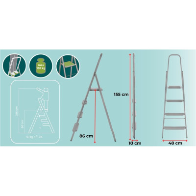 Oceľové schodíky 4 stupne SPRINGOS LD0097