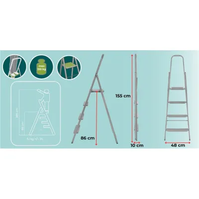Oceľové schodíky 4 stupne SPRINGOS LD0097