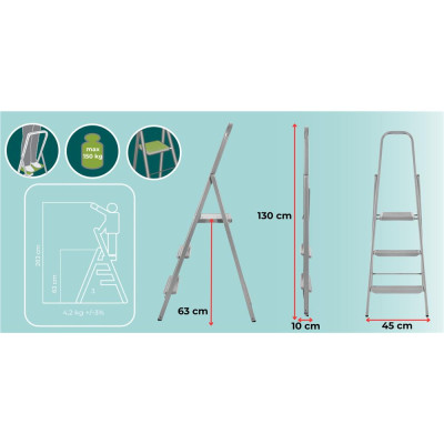 Oceľové schodíky 3 stupne SPRINGOS LD0098