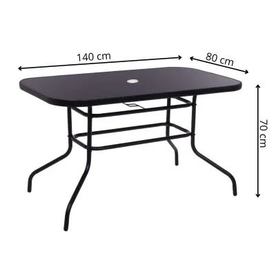 Záhradný stôl 140x80 cm SPRINGOS TOSCANA GF0081 čierny