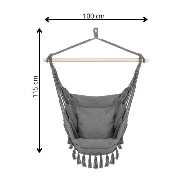 Závesné hojdacie kreslo 130x100 cm SPRINGOS BORGO IV šedé