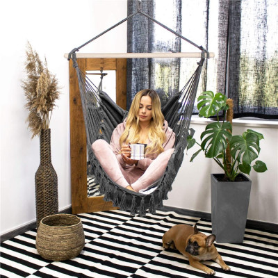 Závesné hojdacie kreslo 130x100 cm SPRINGOS BORGO IV šedé