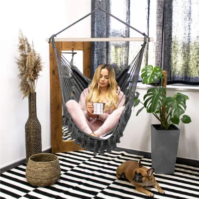 Závesné hojdacie kreslo 130x100 cm SPRINGOS BORGO IV šedé