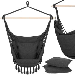 Závesné hojdacie kreslo 130x100 cm SPRINGOS BOGRO IV tmavo šedé