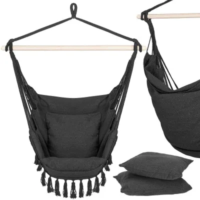 Závesné hojdacie kreslo 130x100 cm SPRINGOS BOGRO IV tmavo šedé