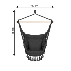 Závesné hojdacie kreslo 130x100 cm SPRINGOS BOGRO IV tmavo šedé