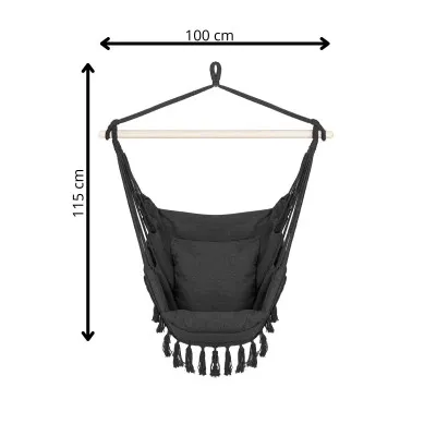 Závesné hojdacie kreslo 130x100 cm SPRINGOS BOGRO IV tmavo šedé