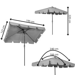 Záhradný slnečník 120x200 cm SPRINGOS GU0038 sivý