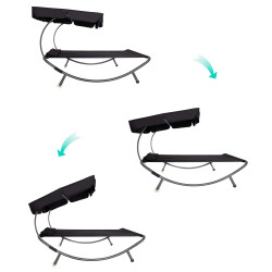 Dvojmiestne záhradné lehátko so strieškou SPRINGOS IBIZA čierne